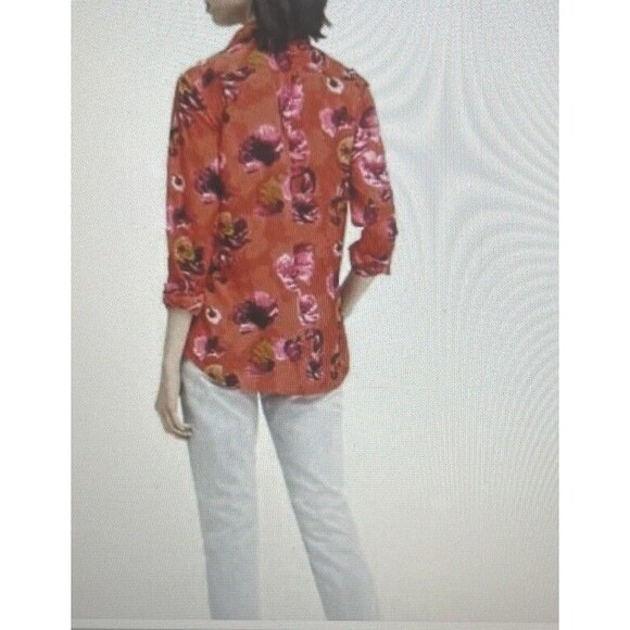 Banana Republic Woman’s Sheer Button Up Size Small Dillon Shirt Floral Red - Picture 3 of 10